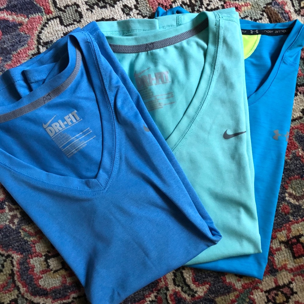 3 women’s dry-fit shirts Nike/Under Armour  sz M